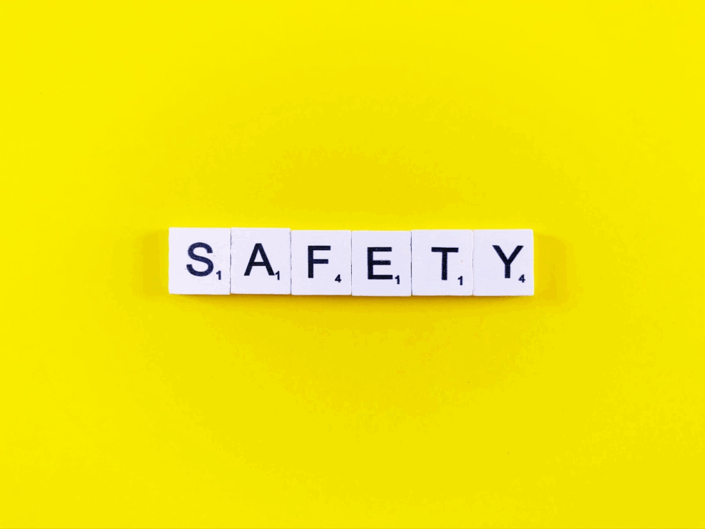 Word “safety” on word tiles.